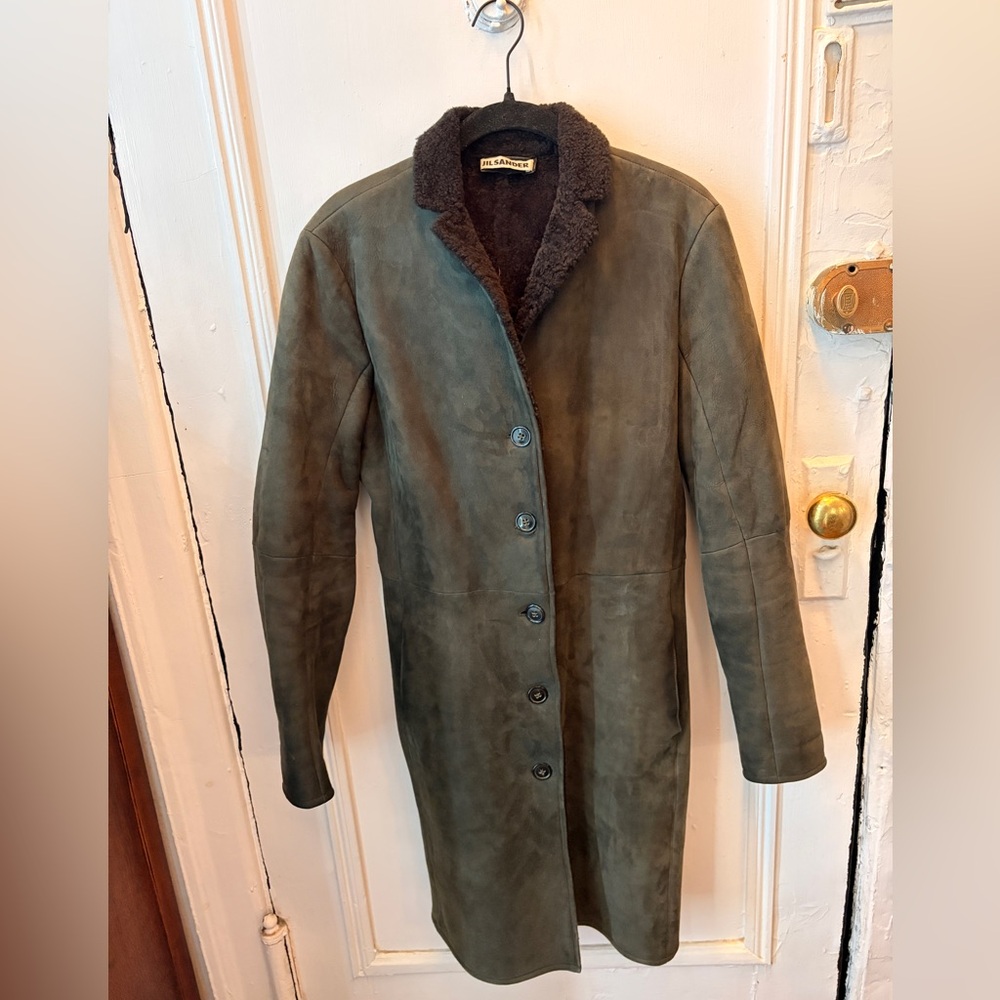 Jil Sander Sherling Leather Coat, size 40